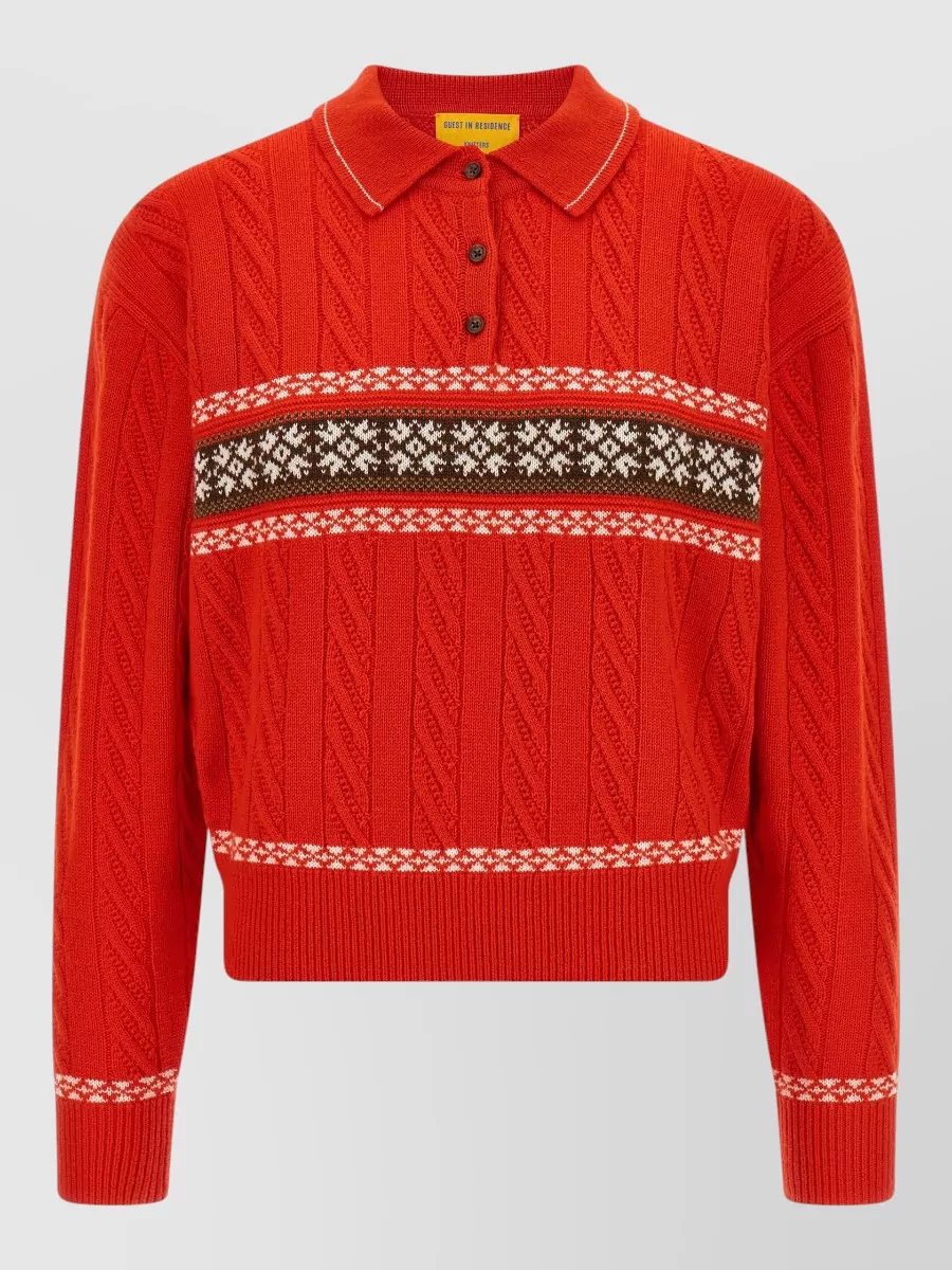 Guest In Residence Cable-knit wool cashmere polo sweater