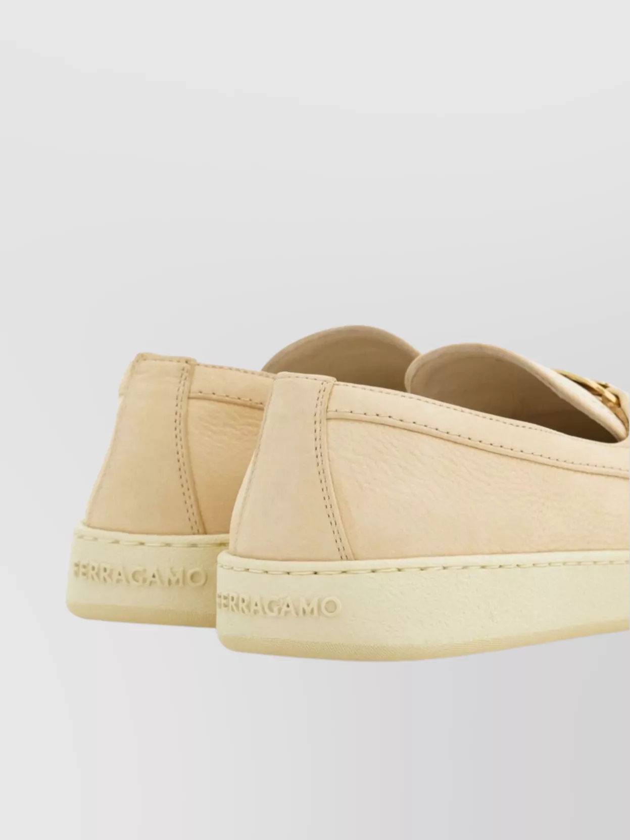 Ferragamo Nubuck Leather Loafers Gold Hardware