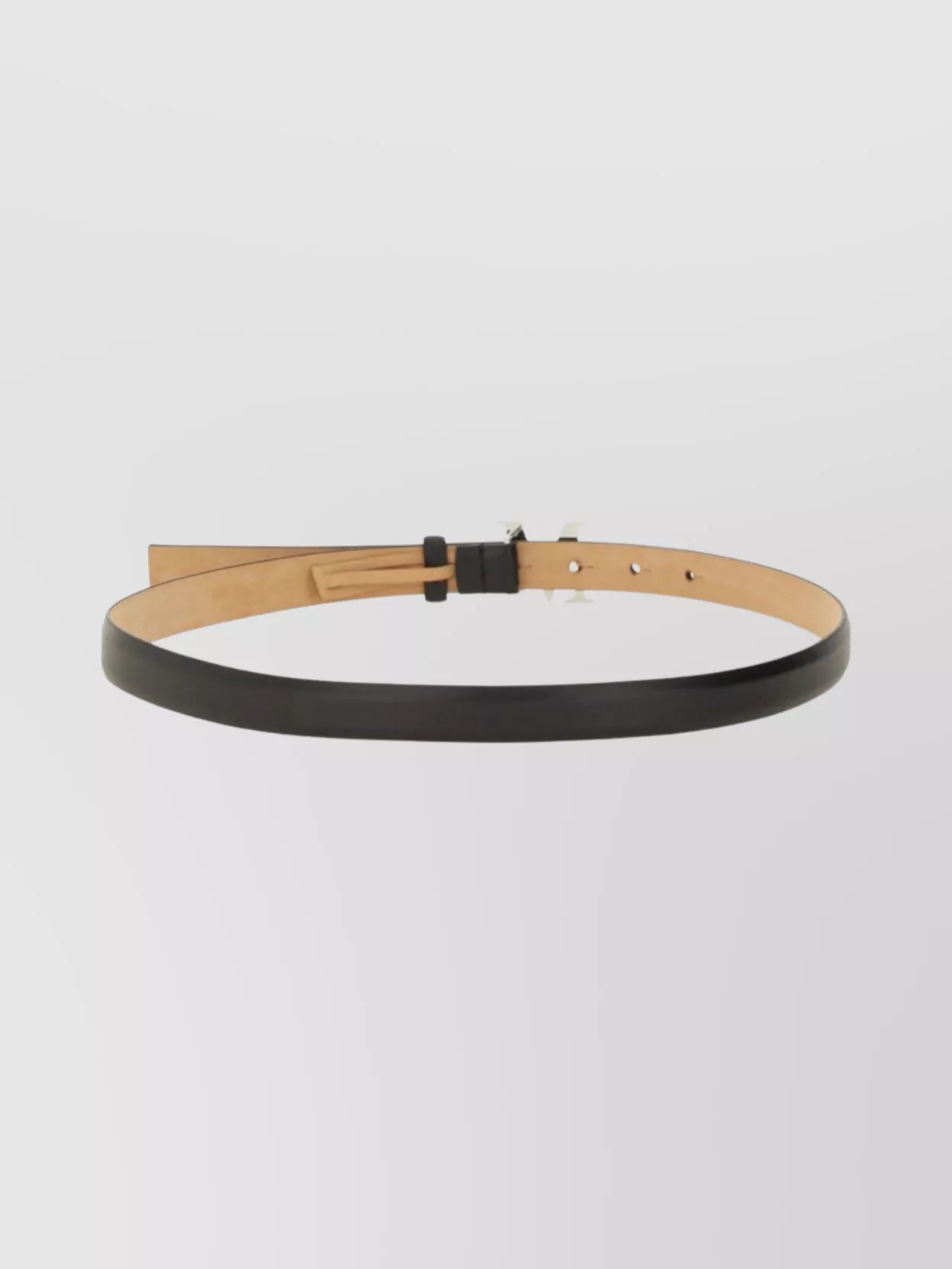 Max Mara Adjustable Leather Belt Metallic Buckle In Black