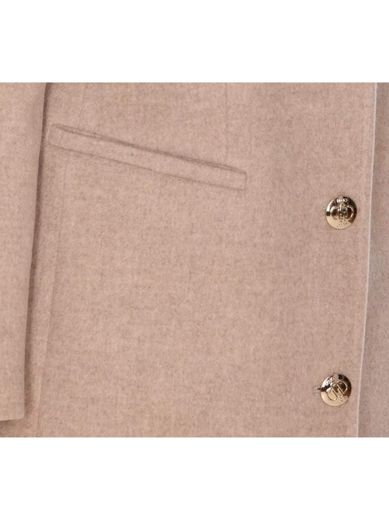 Liu •jo Long Sleeve V-neck Coat With Notch Lapel In Neutral