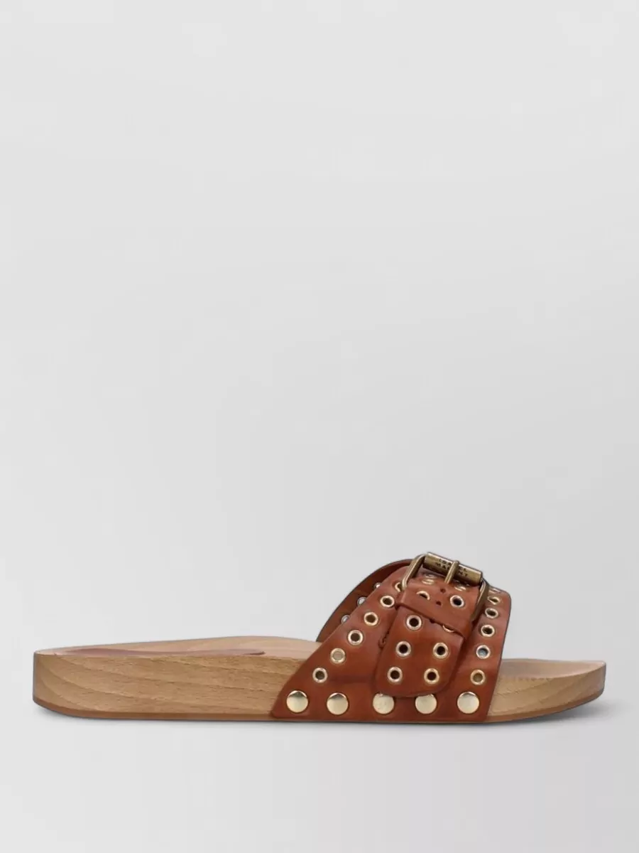 Isabel Marant Studded Leather Slide Sandals