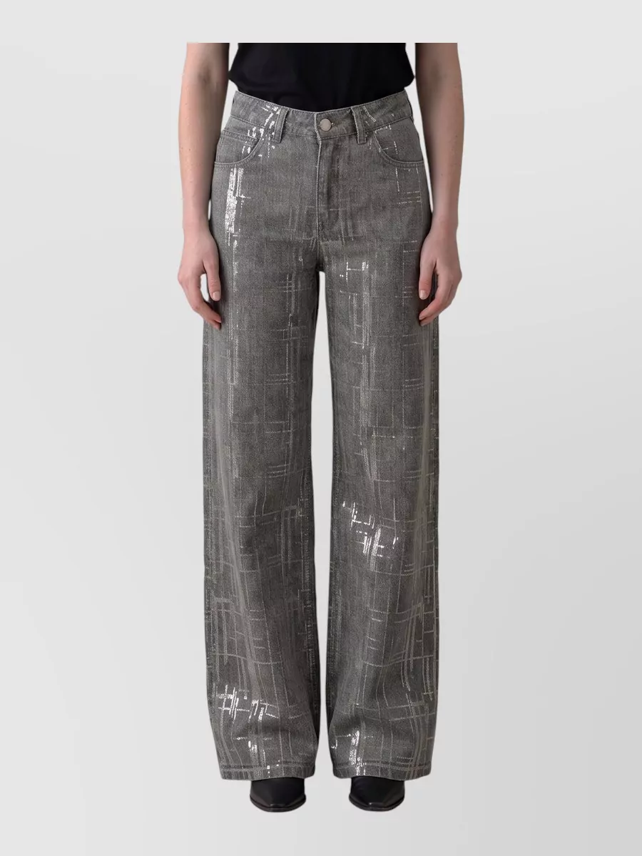Federica Tosi sequined mid-rise wide-leg denim jeans