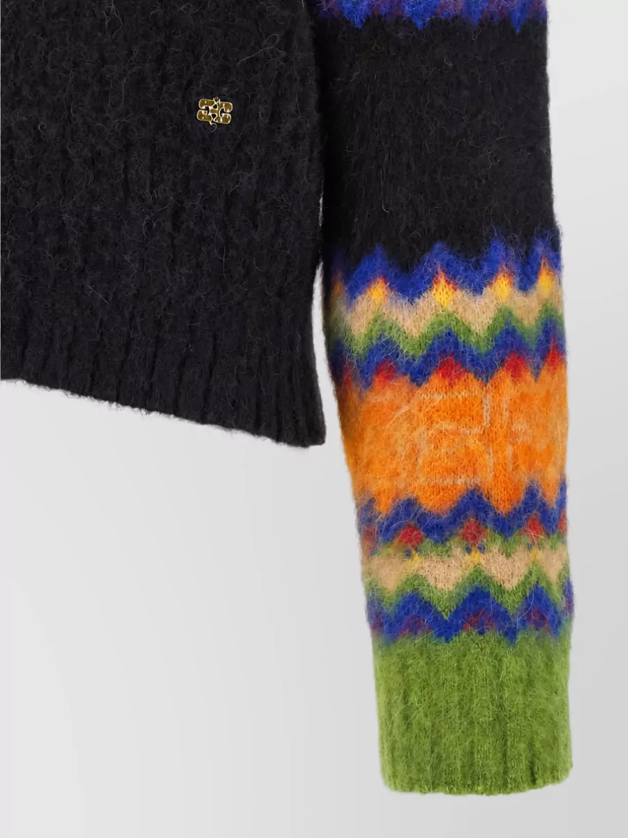 Ganni Fair Isle Wool Crewneck Sweater