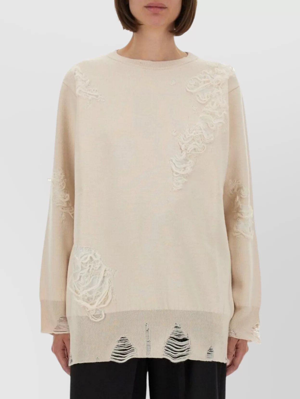 Mm6 Maison Margiela Textured Knitwear With Distressed Detailing