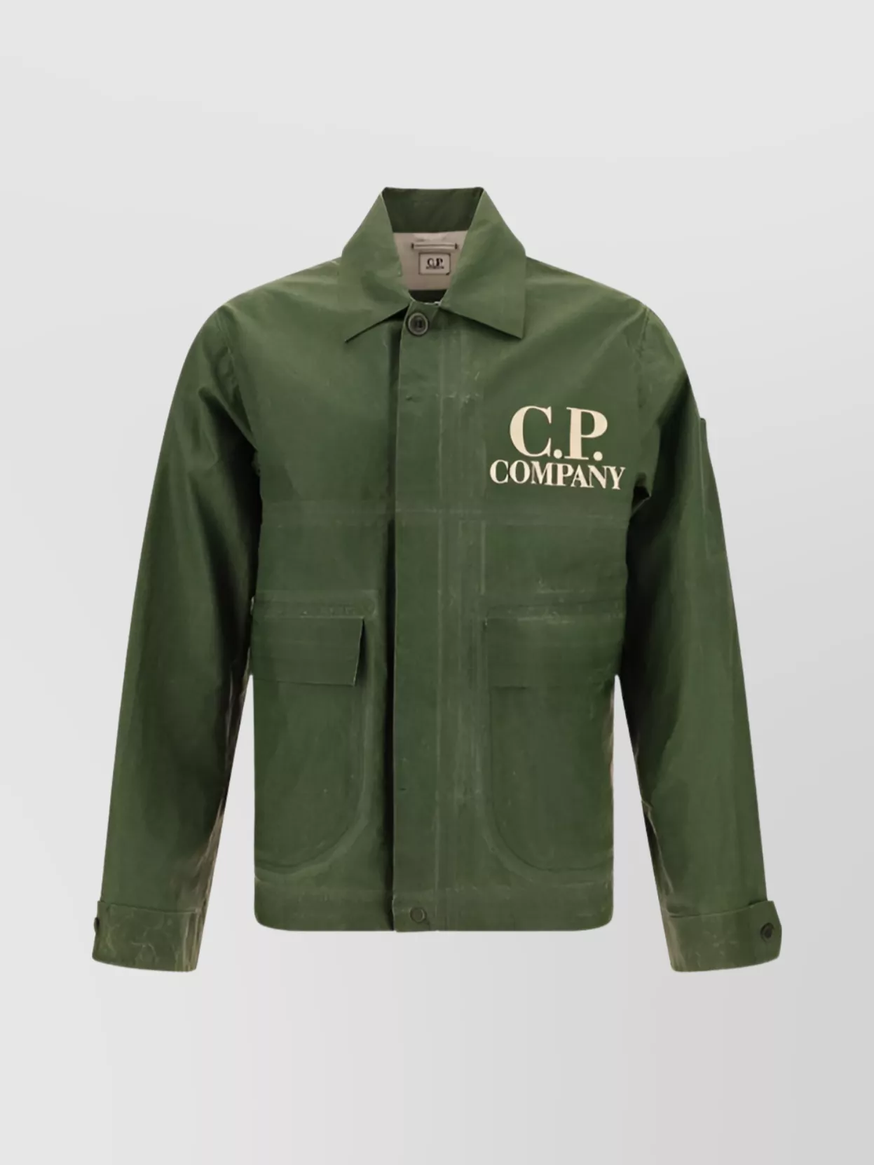 Shop C.p. Company Collared Jacket With Cuffed Sleeves And Pockets