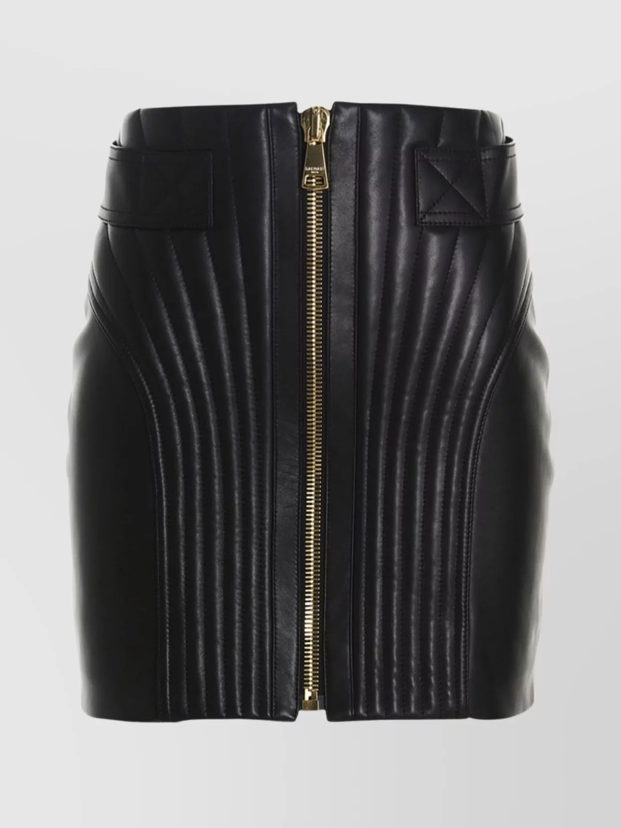 Balmain High-Waisted Quilted Leather Skirt