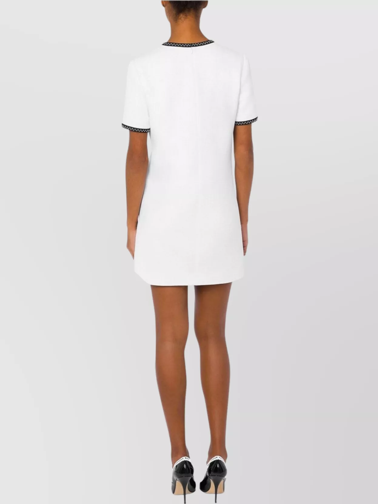 Moschino Trimmed Pocketed Round Neck Short Sleeve Dress
