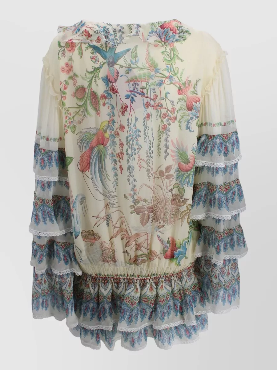 Etro Silk Paisley Printed Long-Sleeve Short Dress