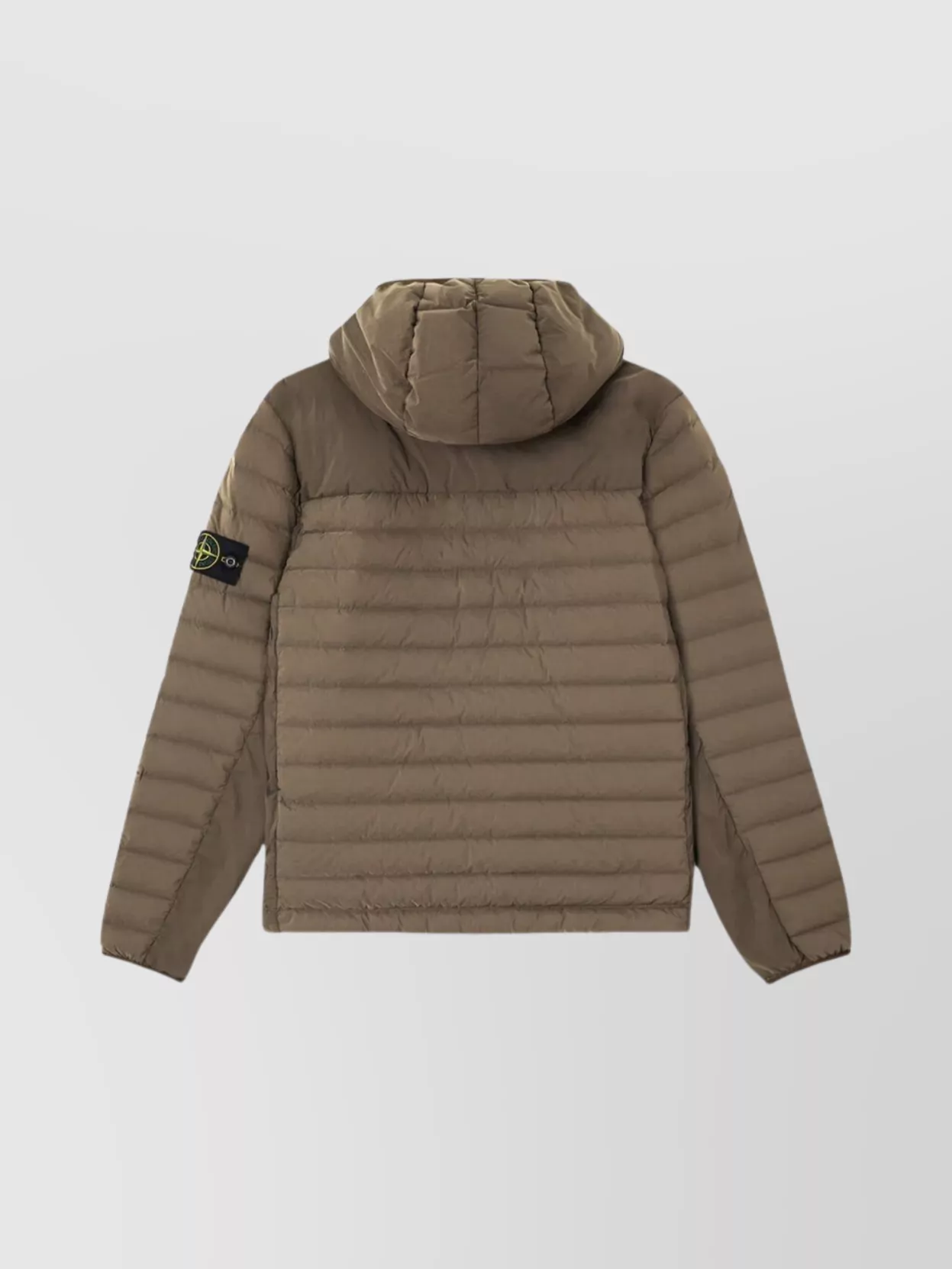 Stone Island Drawstring Hooded Quilted Side Zip Jacket In Green