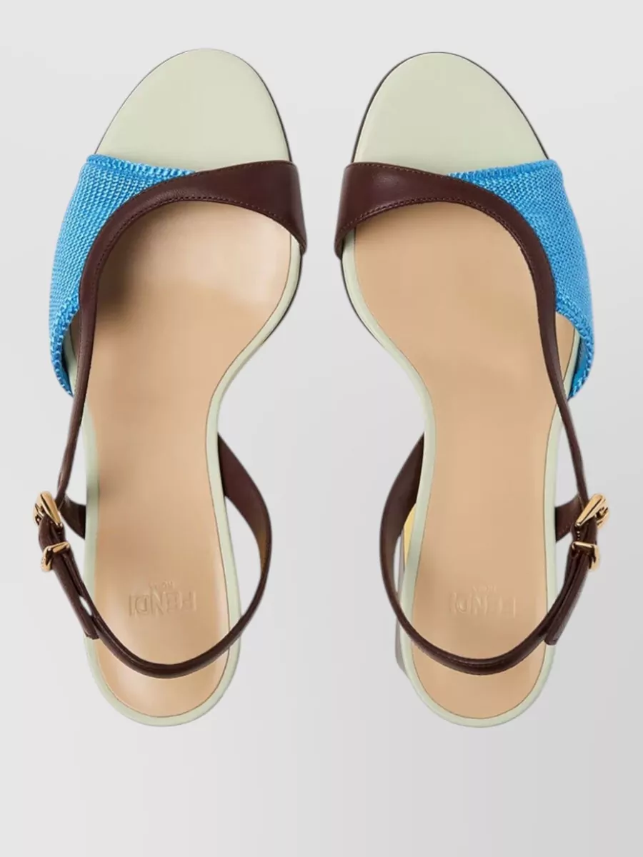 Fendi Knit And Leather Sandals