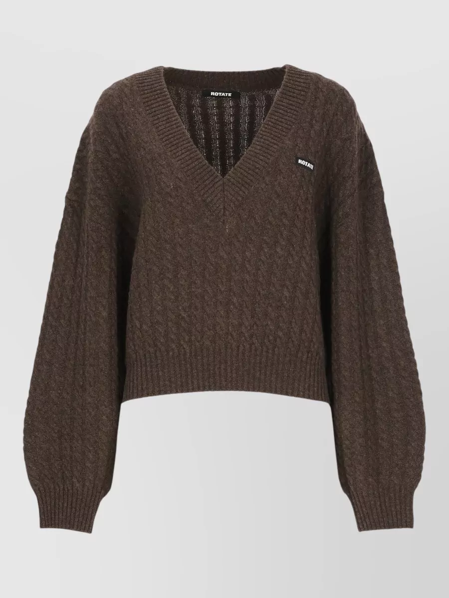 Rotate cable-knit v-neck wool cashmere sweater