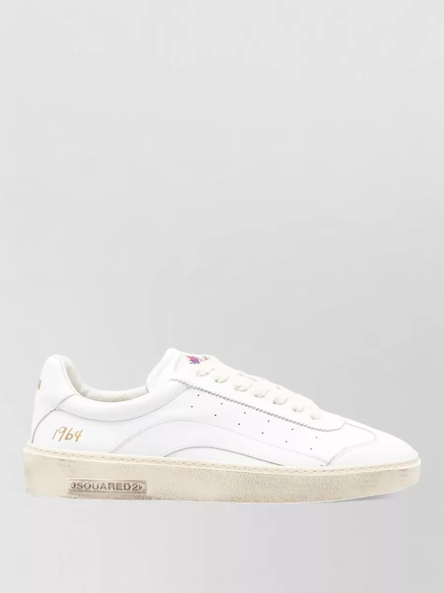 Dsquared2 Sneakers Flat Sole Perforated Upper Round Toe