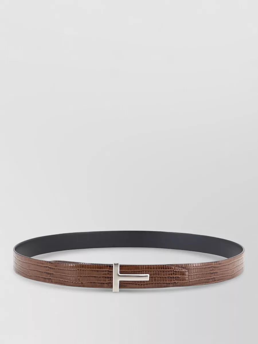Tom Ford reversible crocodile-effect leather belt
