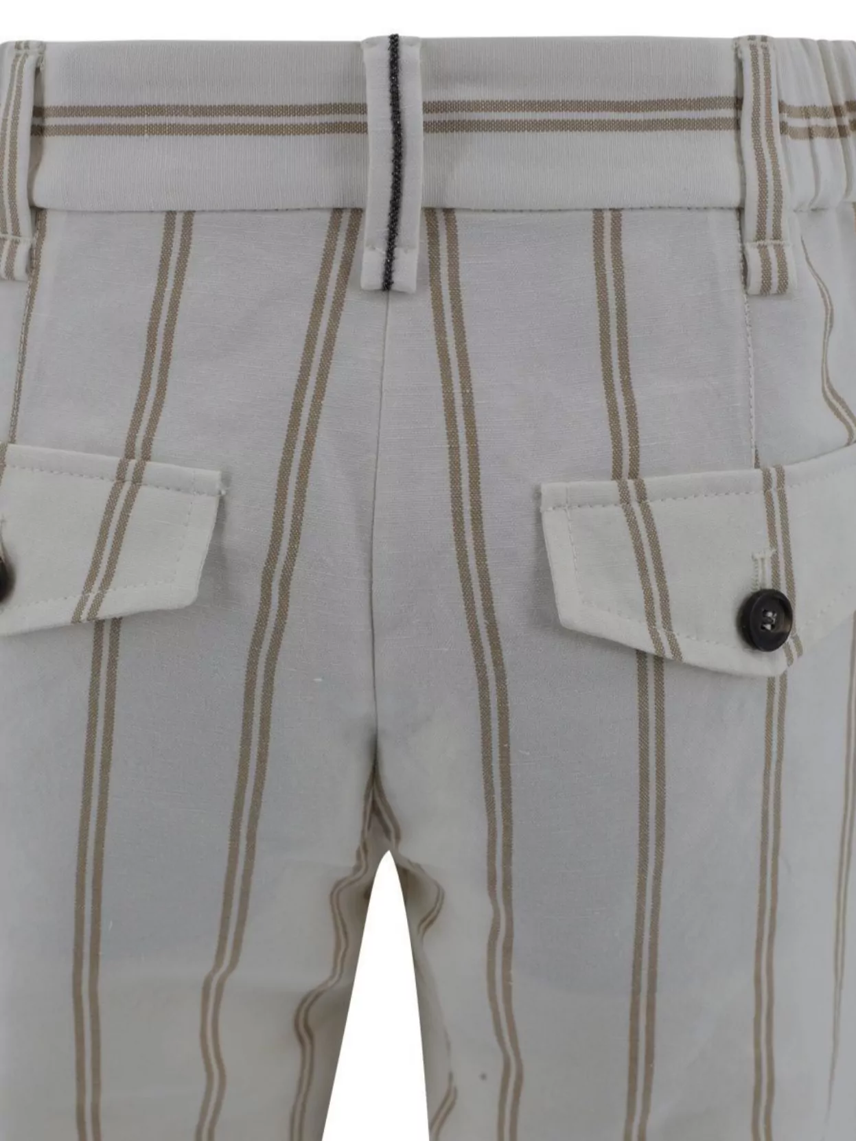 Shop Brunello Cucinelli Striped Linen Blend High-waisted Trousers