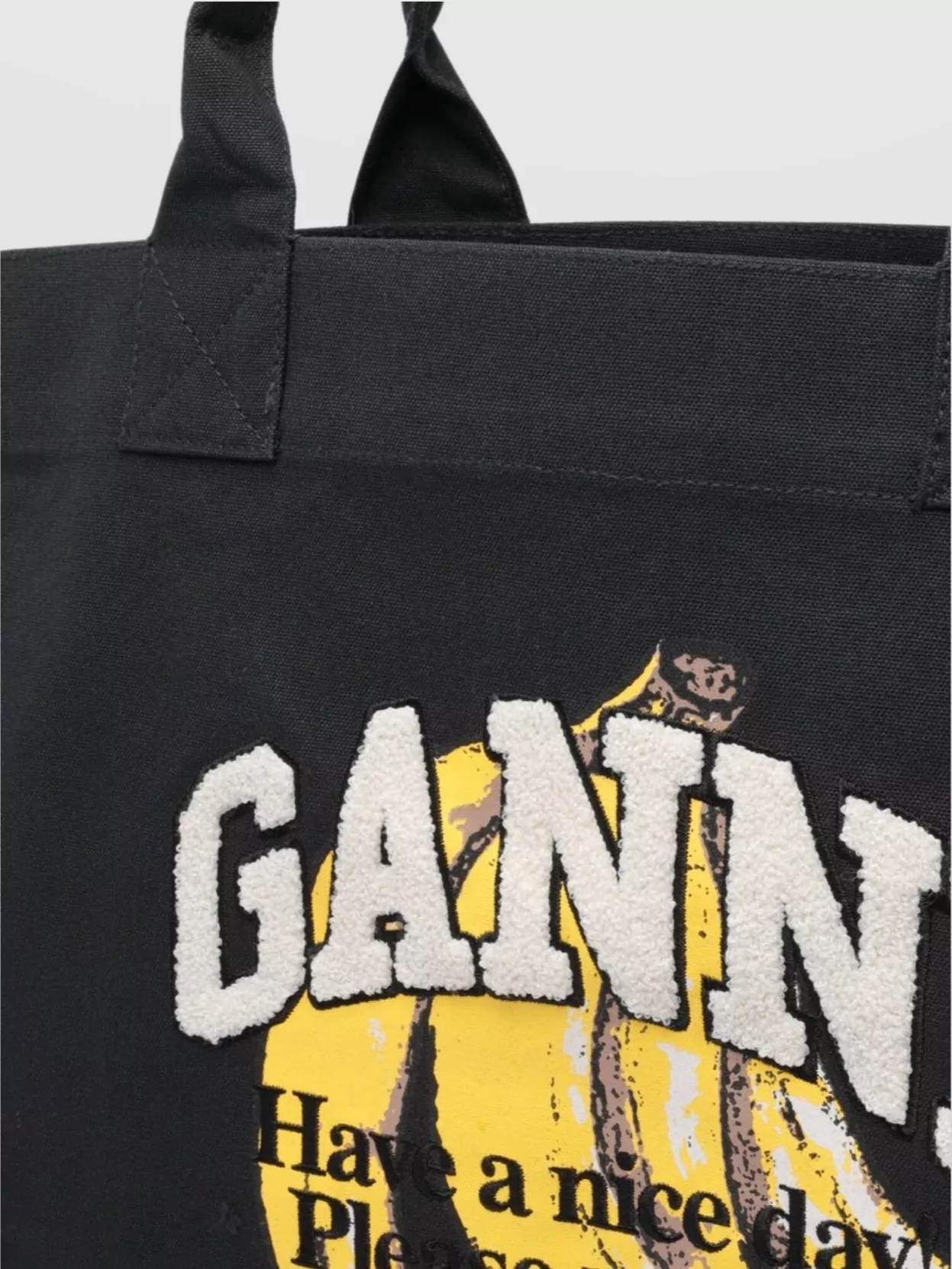 Ganni Large Graphic Print Tote Bag With 2 Handles