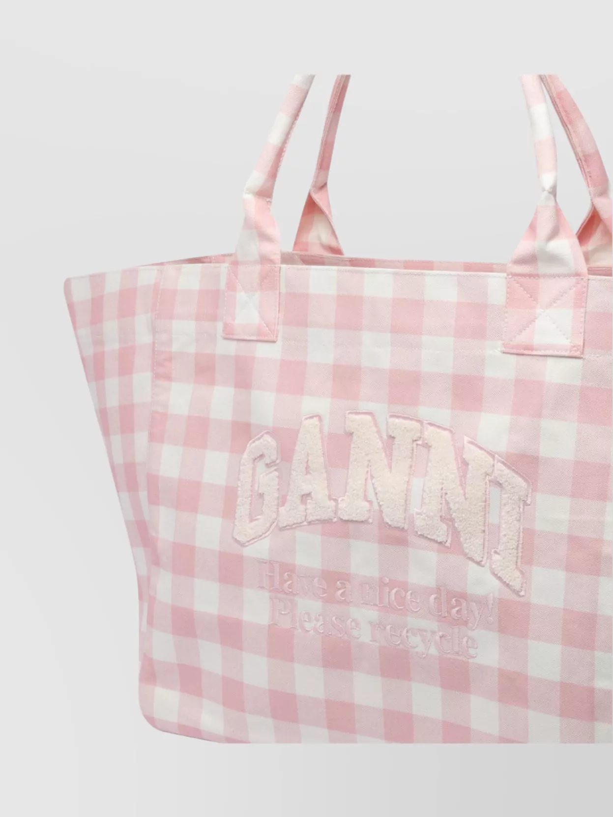 Ganni Checkered Pattern Tote Bag With 2 Handles