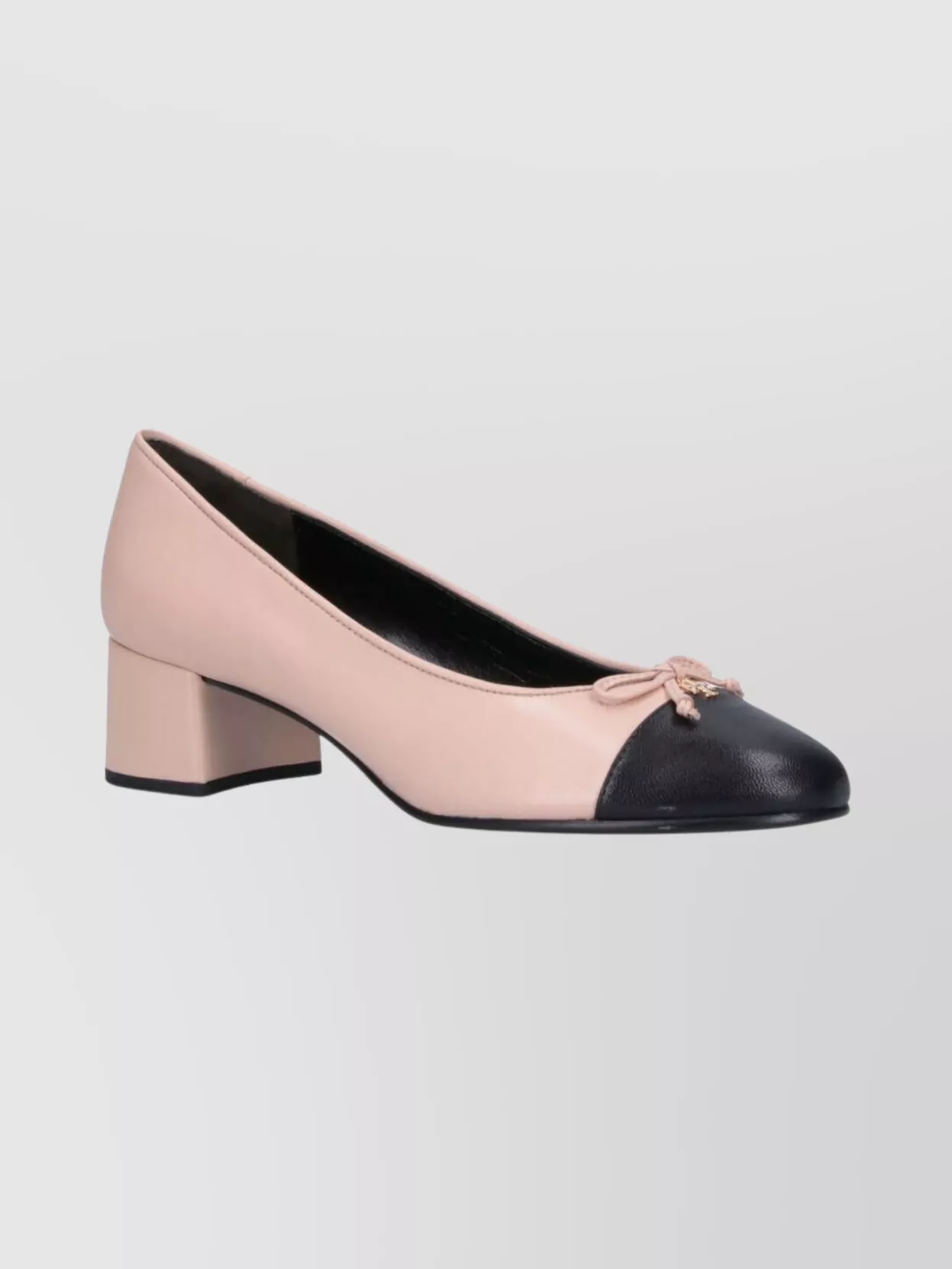 Tory Burch Two-tone Block Heel Pumps Bow Detail In Pink