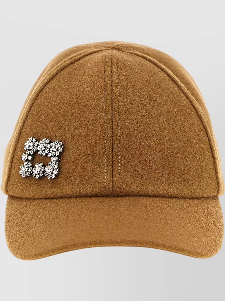 Roger Vivier Wool Cashmere Crystal Embellished Baseball Cap