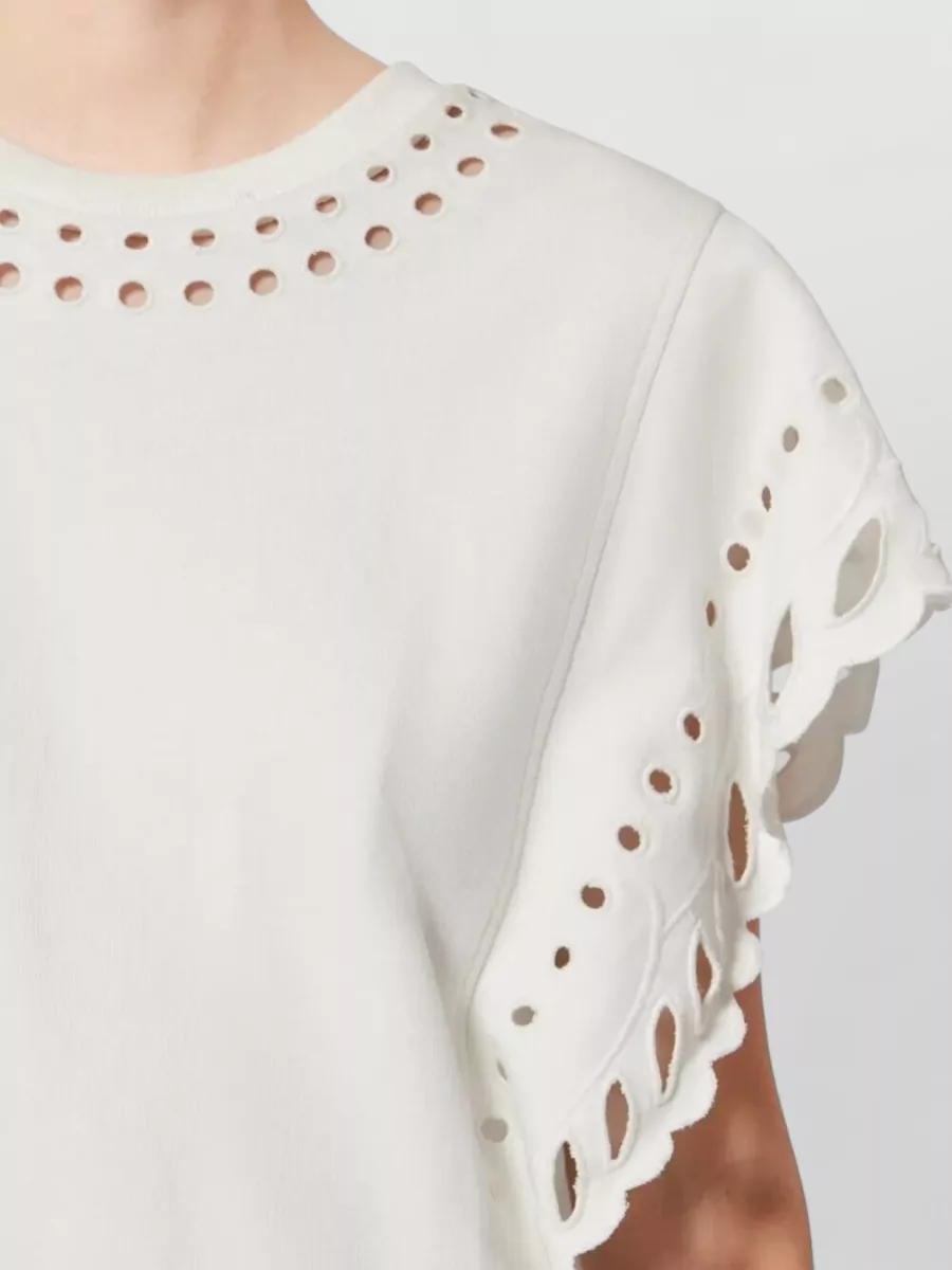 Isabel Marant Etoile Odyle Cotton Top Eyelet Scalloped Sleeves