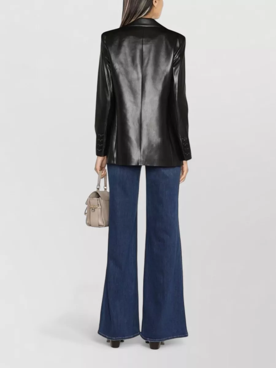 Alice + Olivia Faux Leather Single-Breasted Blazer Jacket