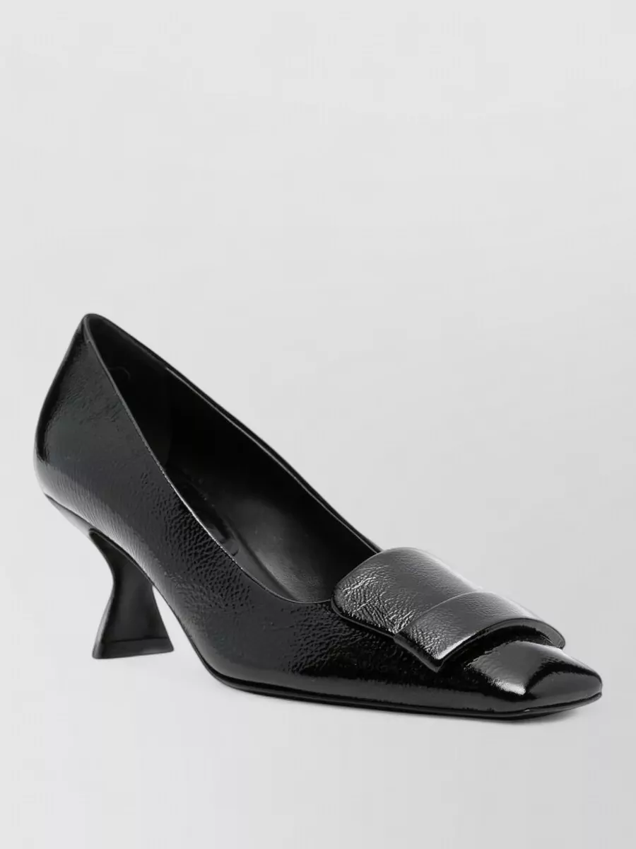 Sergio Rossi patent leather square toe kitten heel pumps