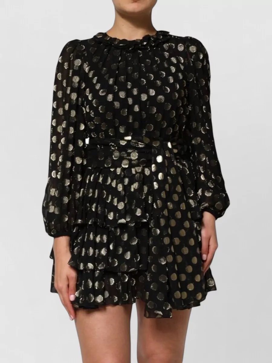 Dolce&Gabbana Silk polka-dot ruffled long-sleeve mini dress