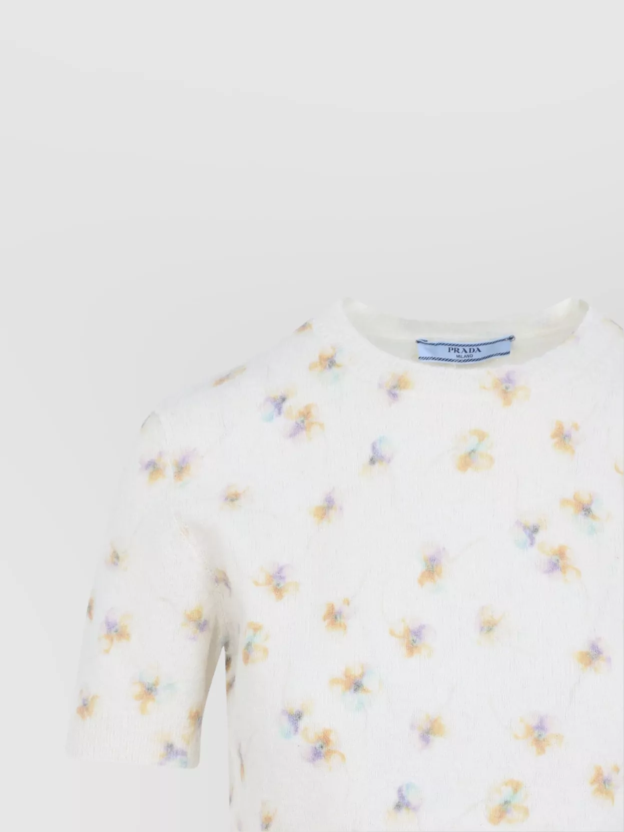 Prada Floral Crew Neck Short Sleeve Knitwear