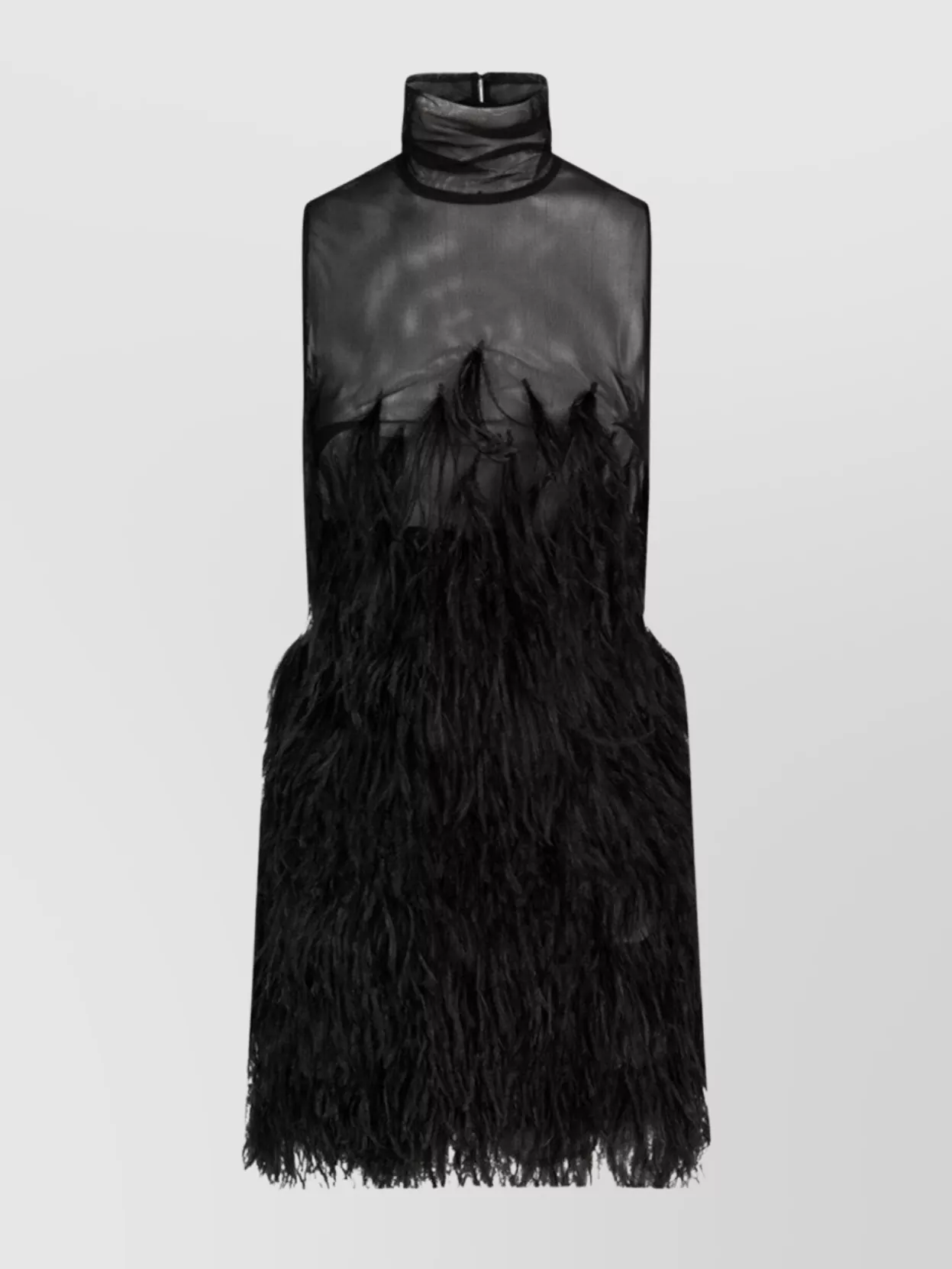 The Attico Feather-Embroidered Tulle Mini Dress