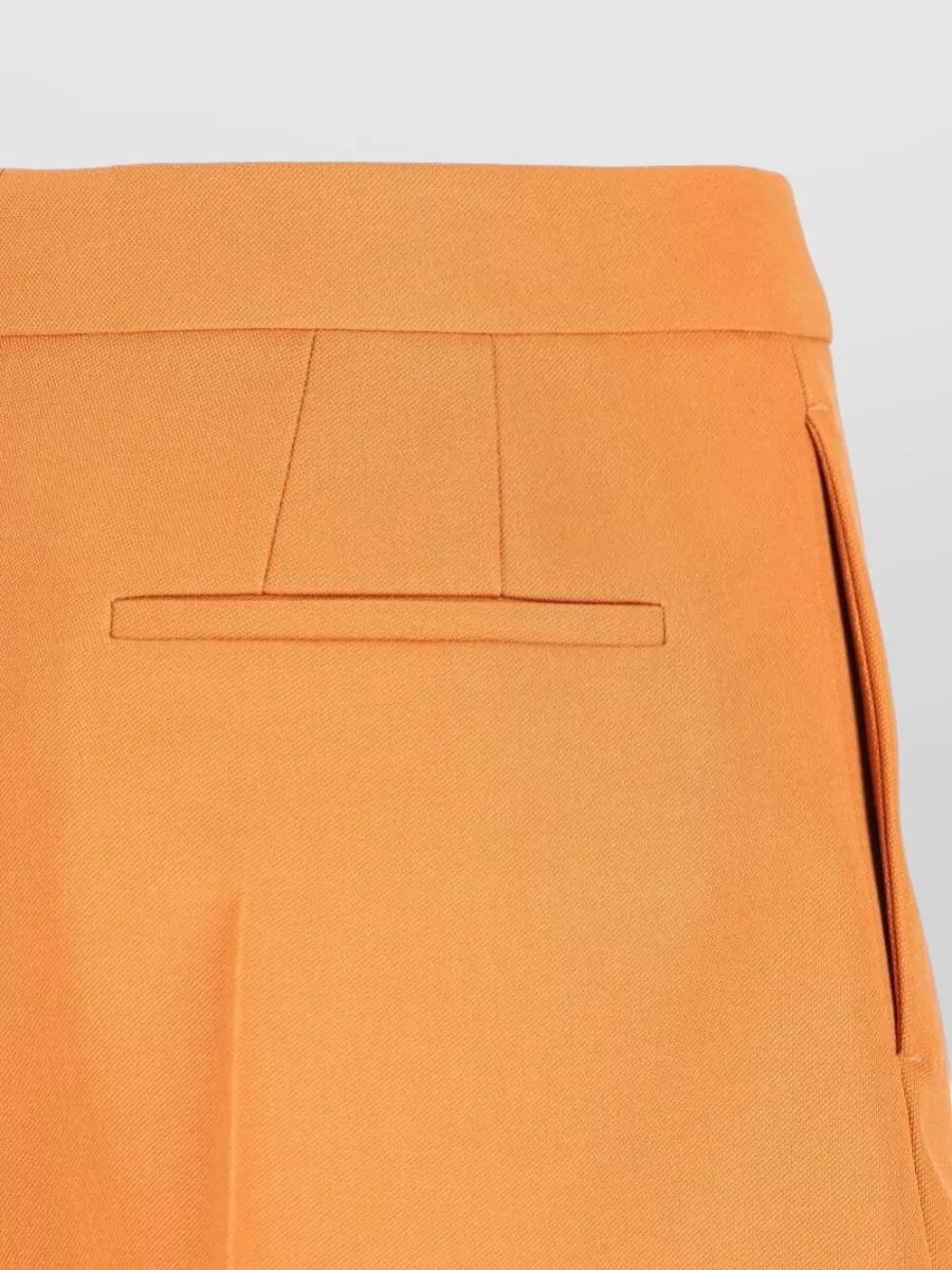 Fendi Wool Tailored Shorts Pleated Pockets Belt Loops In Orange