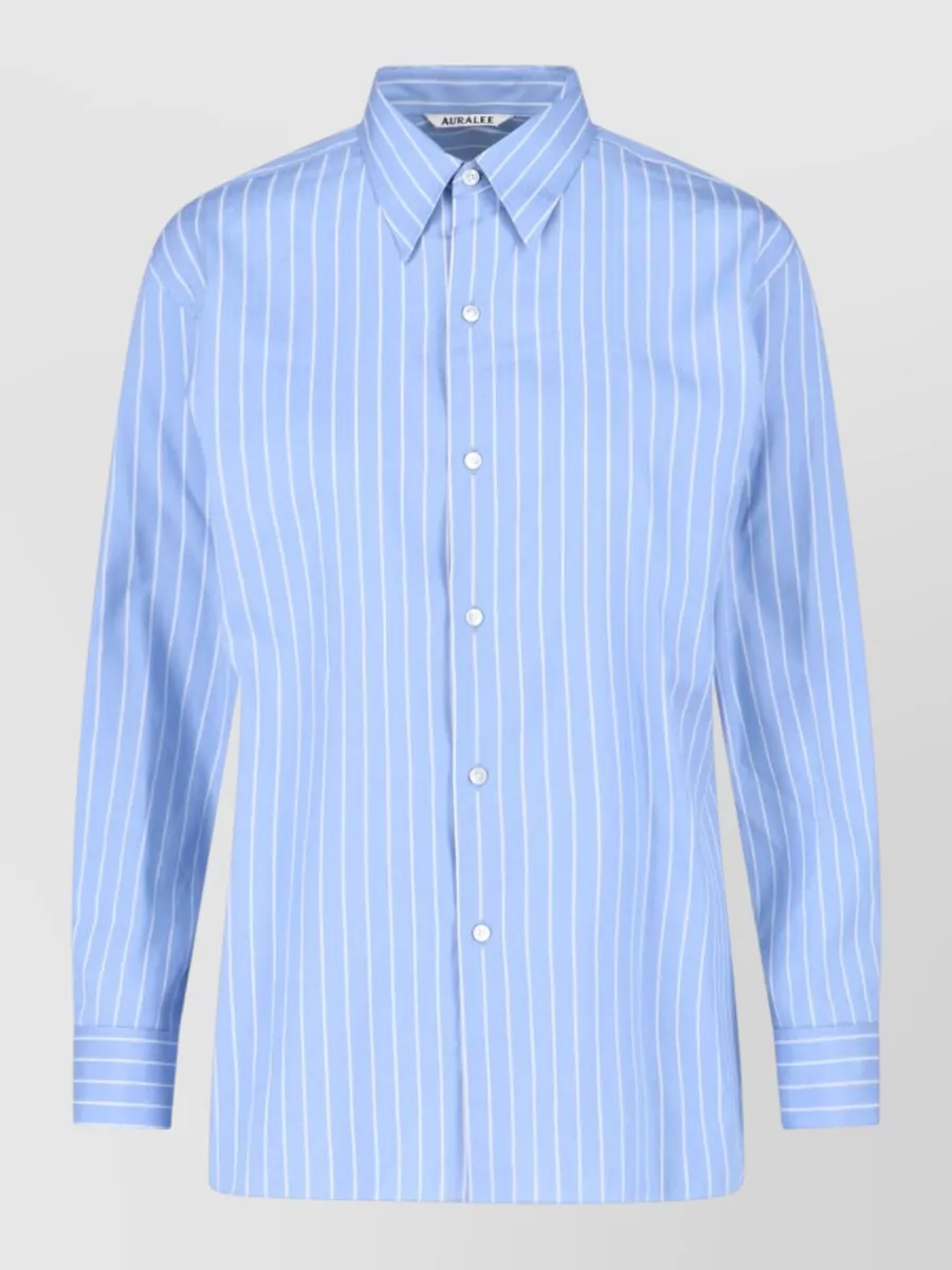 Auralee Silk Blend Striped Long-Sleeve Shirt