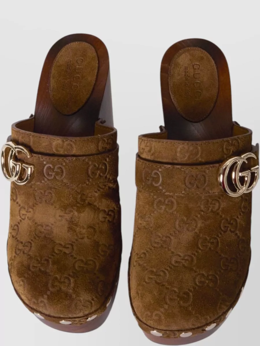 Gucci Leather Platform Clog Mules