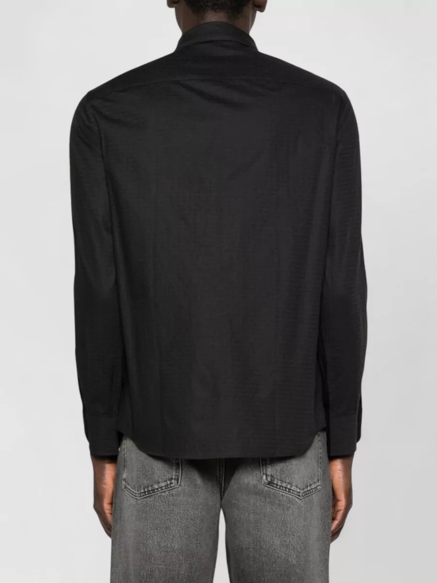 Emporio Armani Cotton Shirt Featuring Logo Button Collar