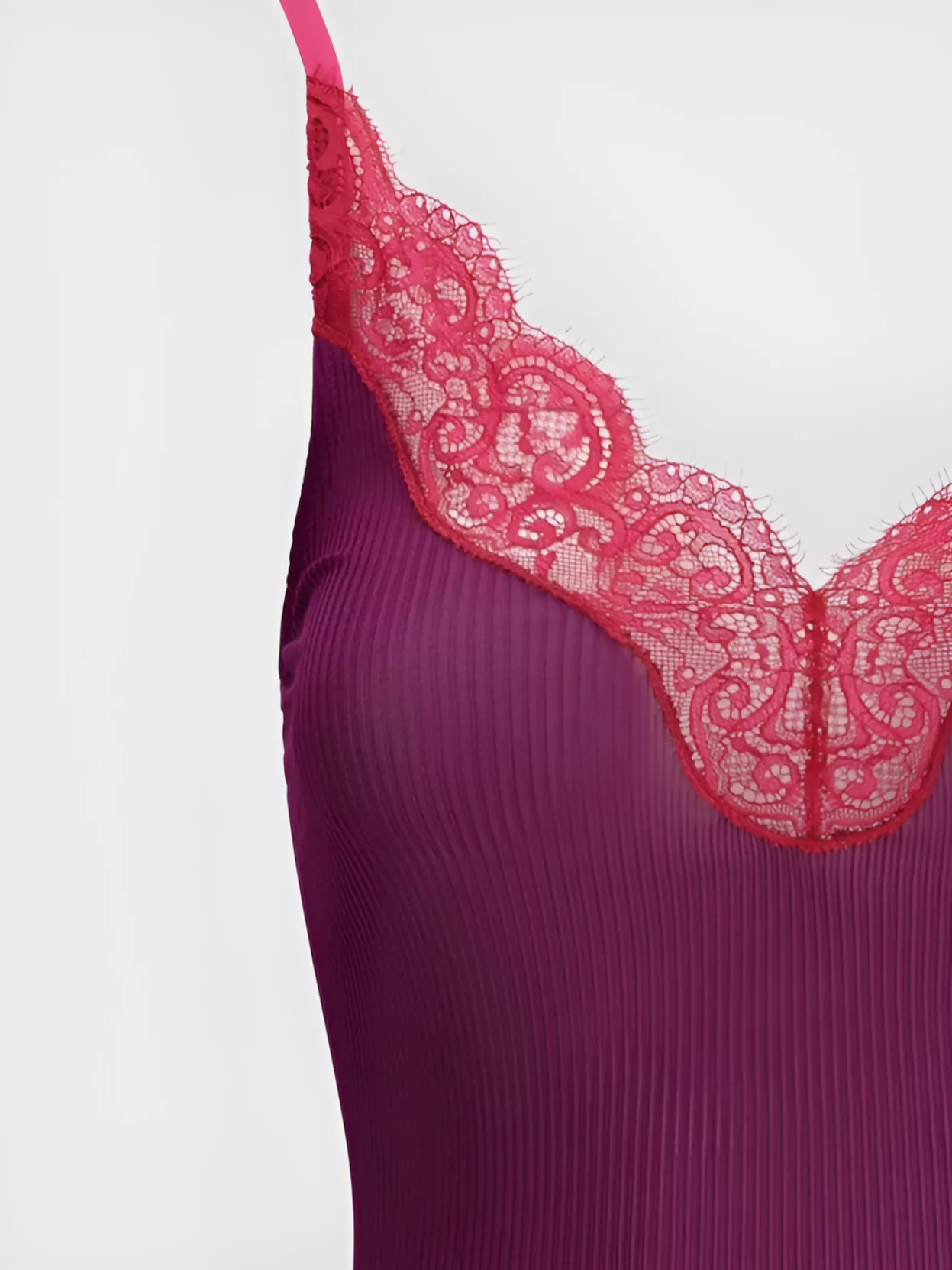 Saint Laurent Lace Tank Top In Ribbed Silk Jersey