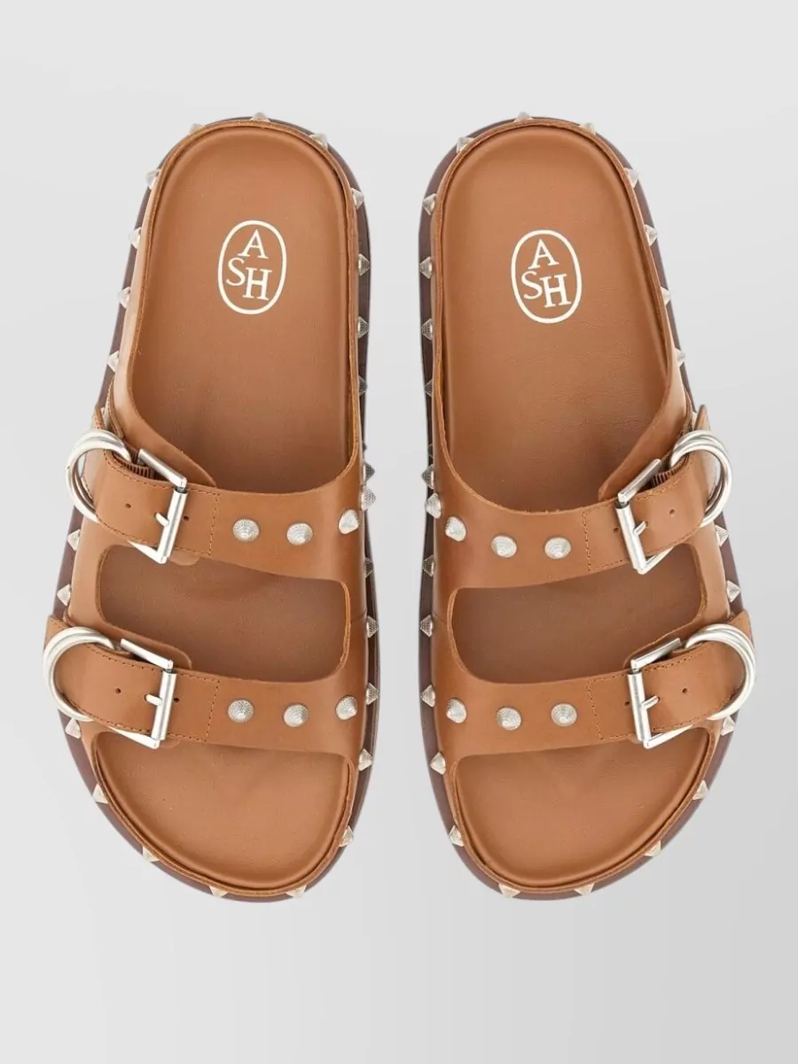 Ash Leather Slides