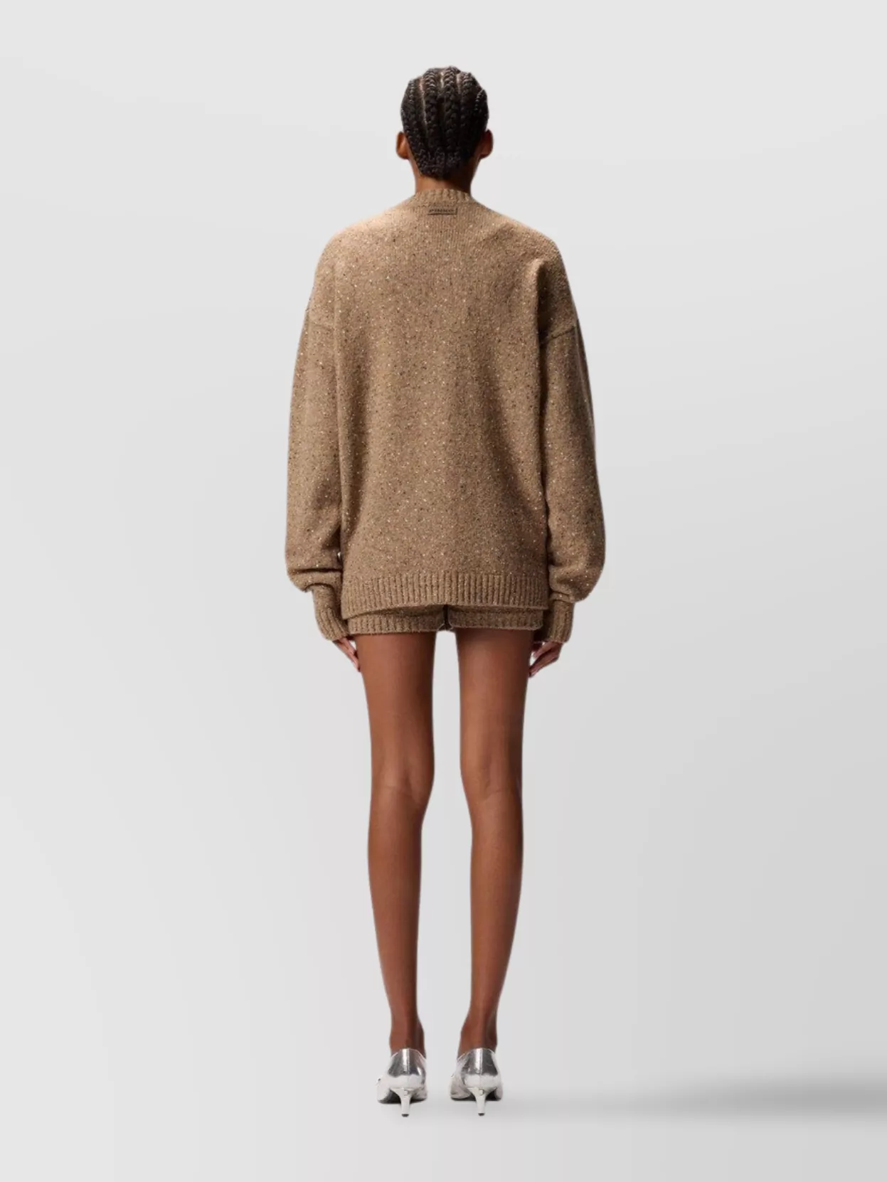 Pinko Textured Knit V-Neck Long Sleeve Sweater
