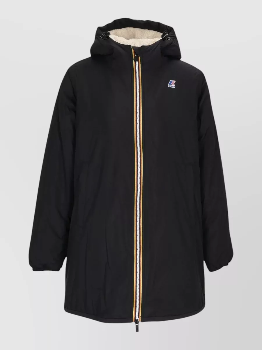 K-way hooded long-sleeve parka coat