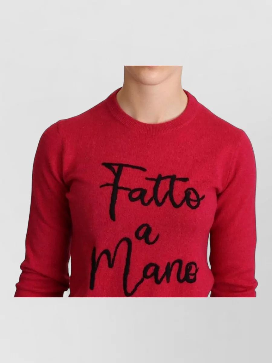 Dolce&Gabbana Cashmere Wool Embroidered Pullover Sweatshirt