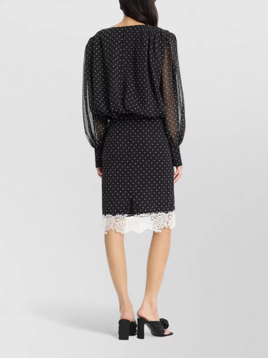Rotate Floral-Print Draped V-Neck Long-Sleeve Blouse
