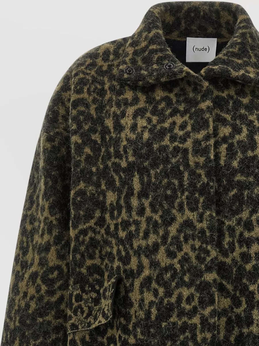 Nude Animal-Print Oversized Coat