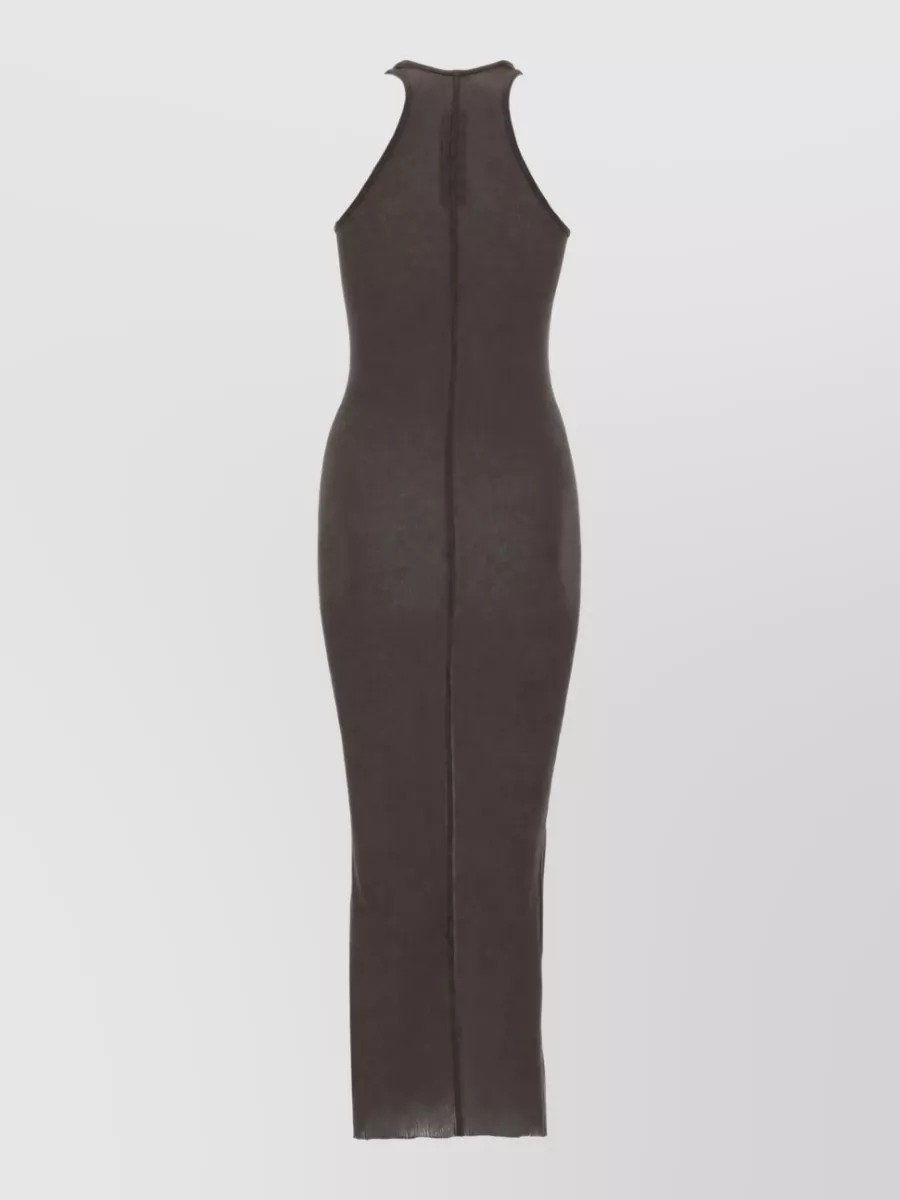 Rick Owens Silk Blend Bodycon Ribbed Midi Dress