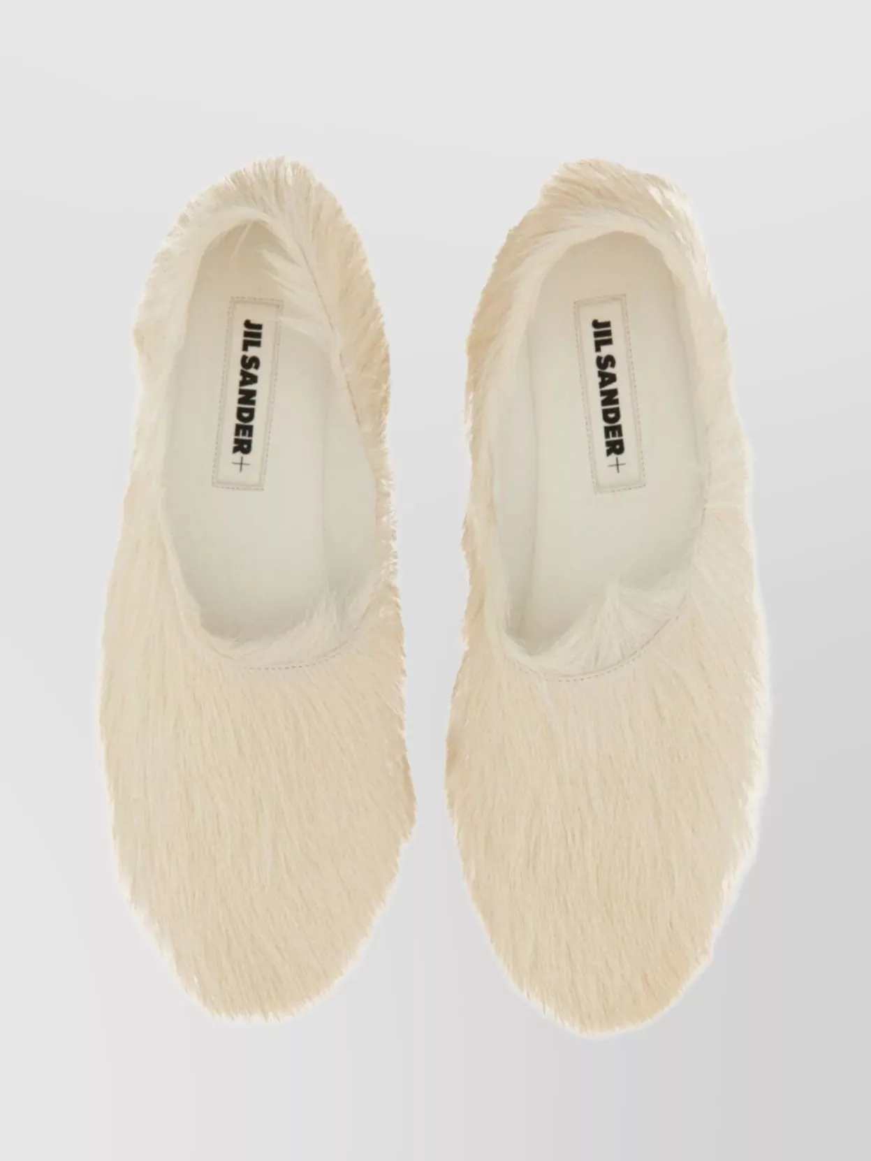 JIL SANDER ROUND TOE LEATHER SLIPPER WITH FAUX FUR 