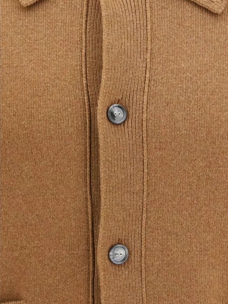 Ami Paris Interlock-knit shirt collar cardigan