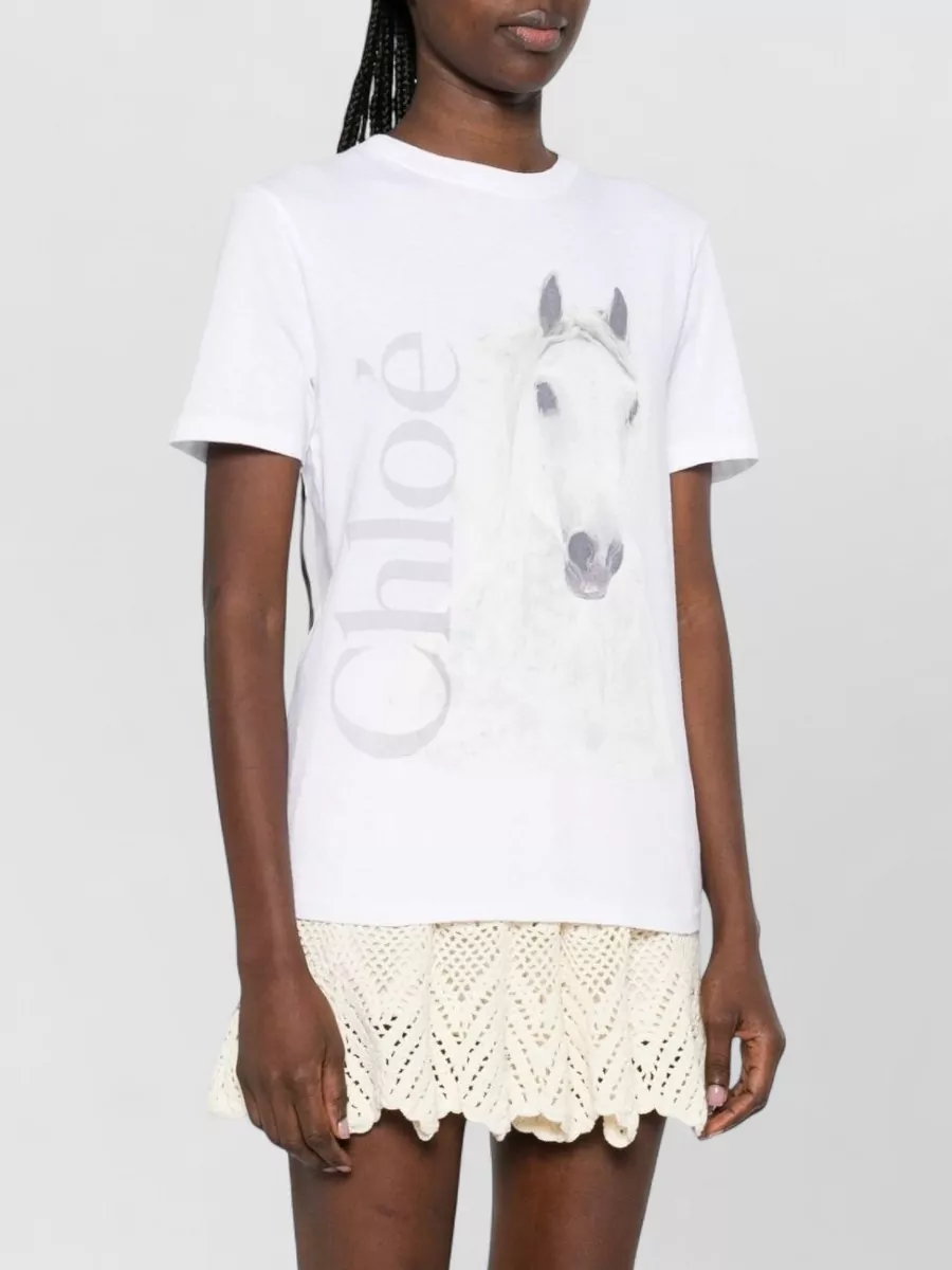 Chloé Cotton Crew Neck Graphic Short Sleeve T-Shirt