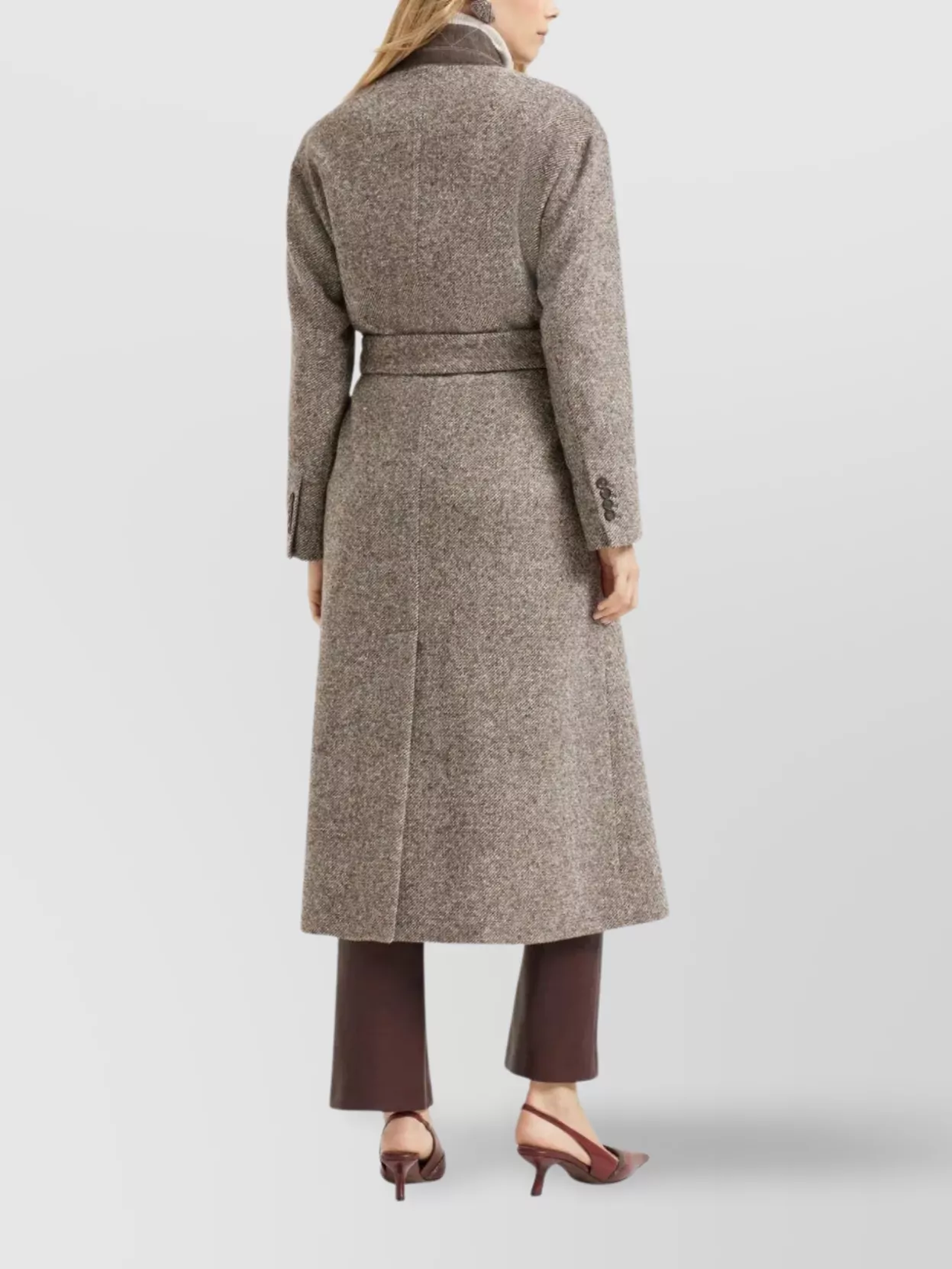 Brunello Cucinelli Coat Wrap Belted Notched Lapel In Brown