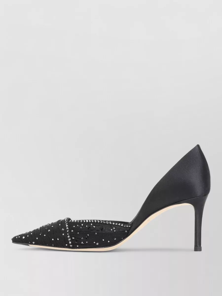 Giorgio Armani Satin And Tulle Rhinestone-Embellished Pumps