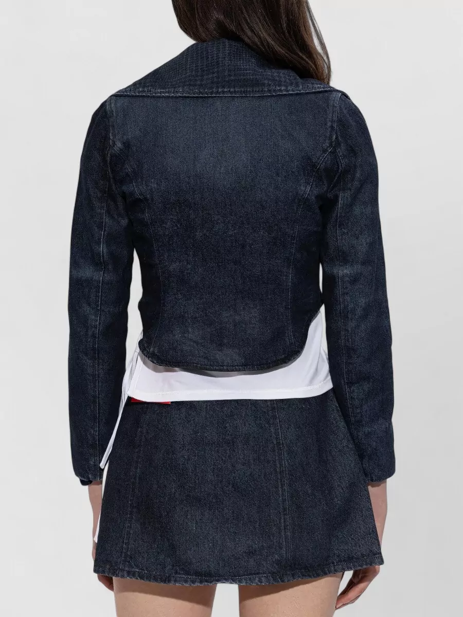 Diesel Cropped Jacket Curved Hems Extra Wide Lapels