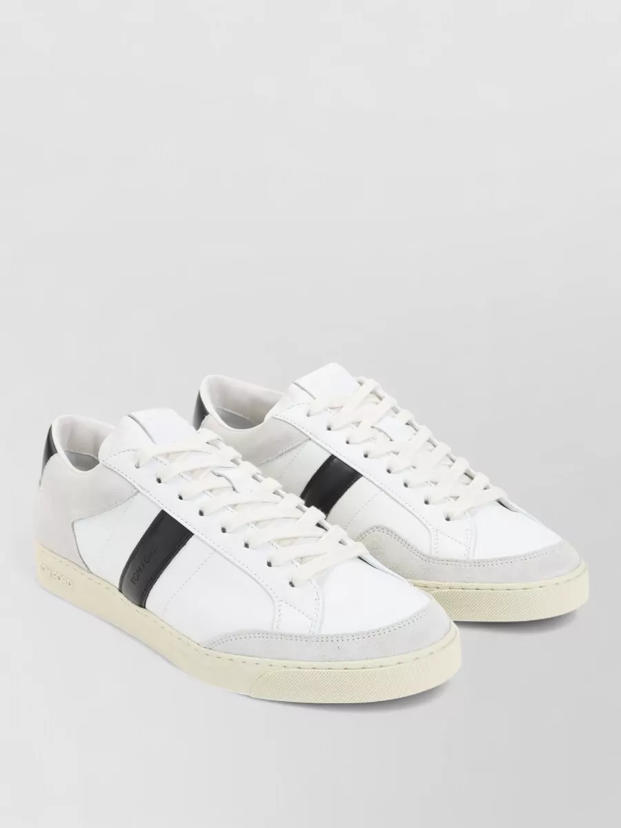 Tom Ford Leather Paneled Low-Top Sneakers