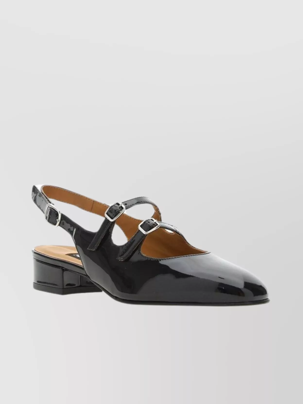 Shop Carel Paris Block Heel Patent Leather Slingback Ballerina Shoes