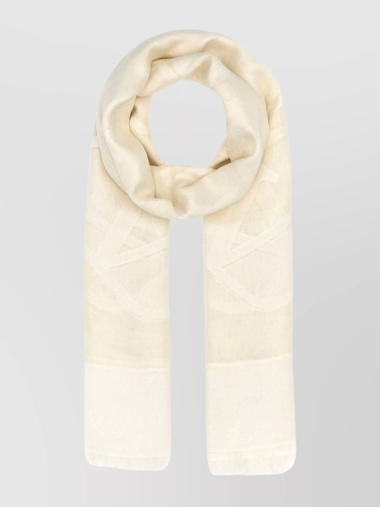 Valentino Silk Blend Scarf With Fringe Detailing In White