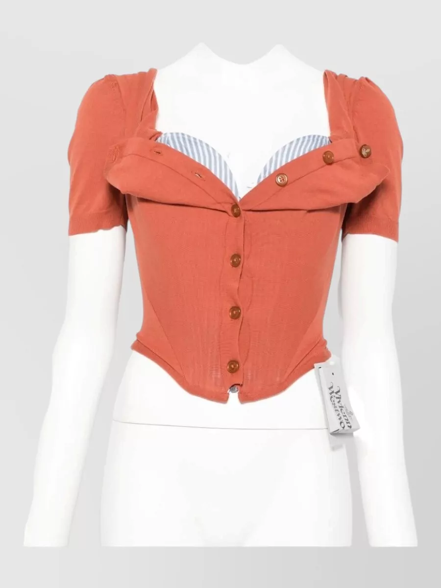 Vivienne Westwood Cotton Draped Off-Shoulder Short-Sleeve Blouse